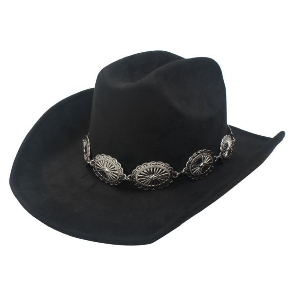 METAL CONCHO BANDED COWBOY HAT