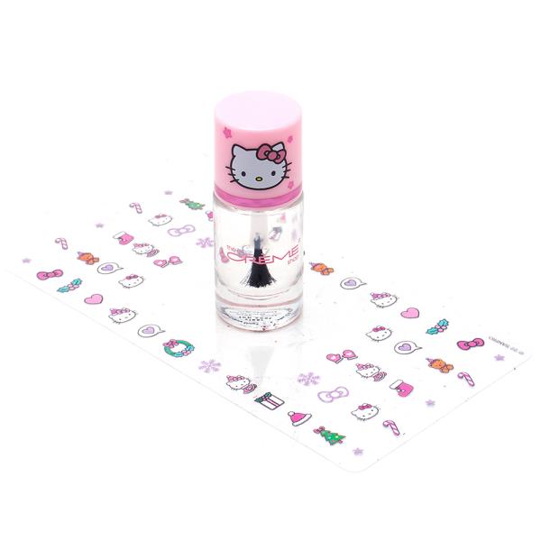 THE CREME SHOP HELLO KITTY 50 NAIL DECALS AND CLEAR POLISH SET