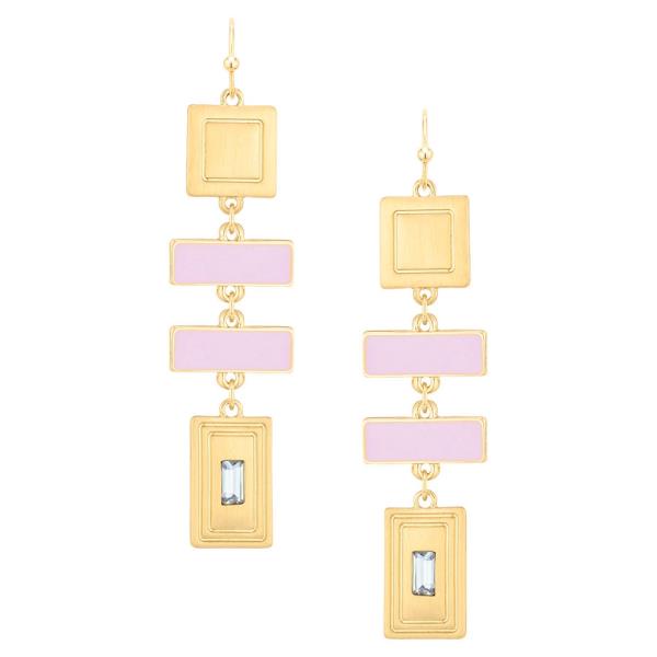 SQUARE RHINESTONE DANGLE EARRING