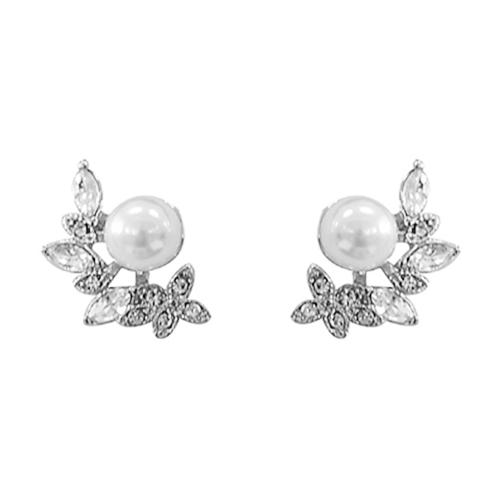 PEARL FLOWER LEAF EARRING