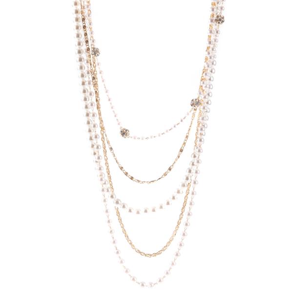 3 PEARL AND 2 CHAIN LAYER NECKLACE