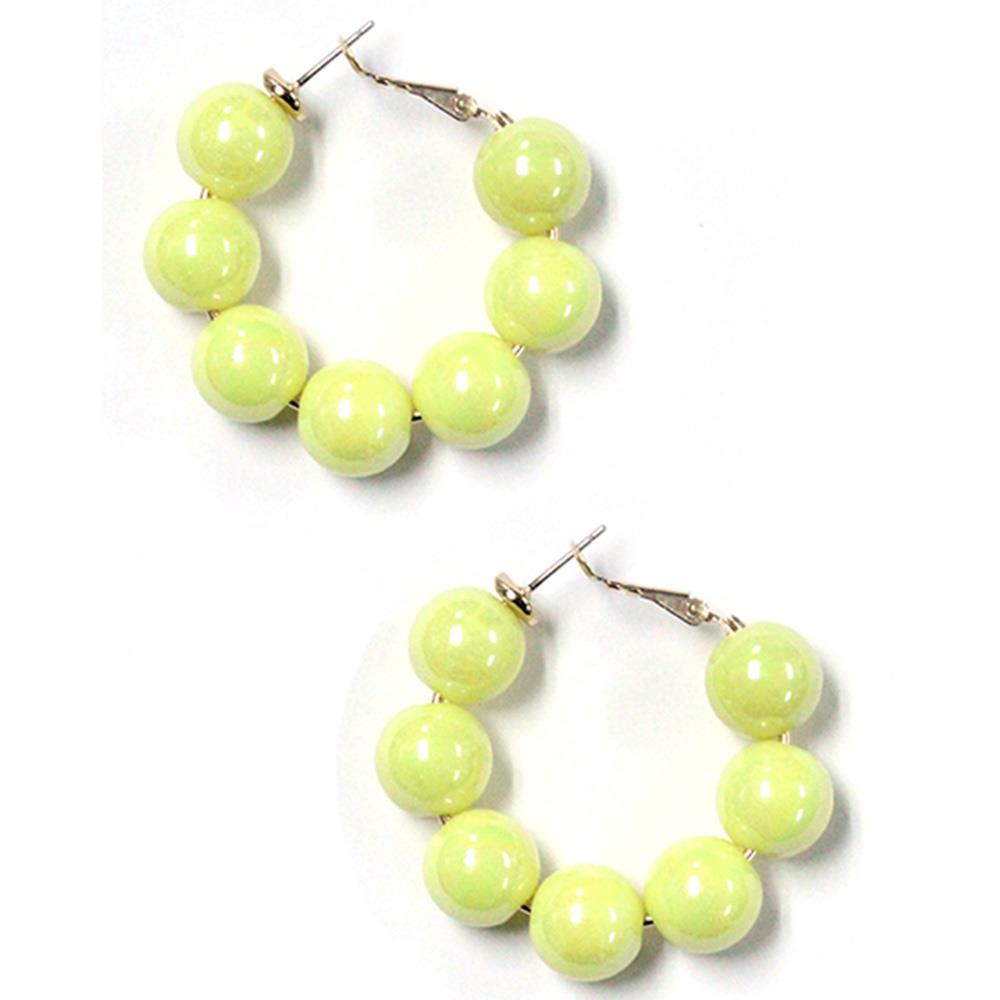SMOOTH TEXTURE BEADED HOOP EARRING