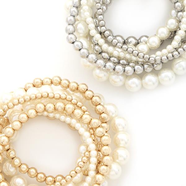 PEARL BALL BEAD BRACELET SET