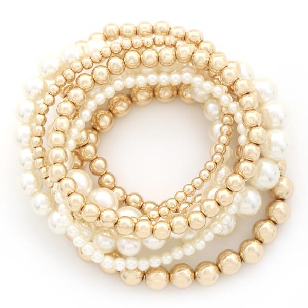 PEARL BALL BEAD BRACELET SET