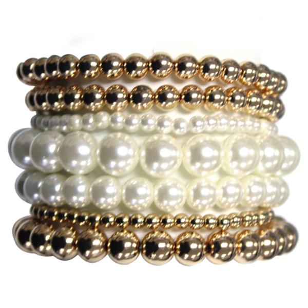 PEARL BALL BEAD BRACELET SET