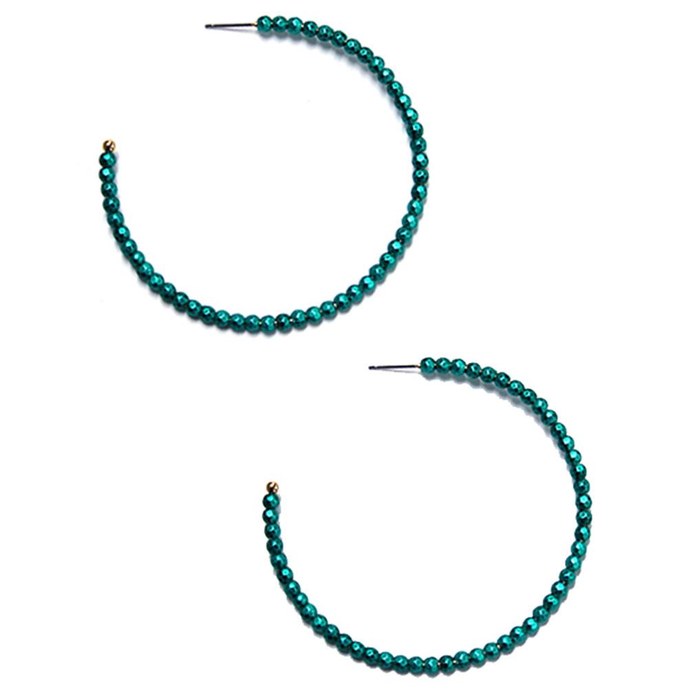 BEADED OPEN HOOP EARRING
