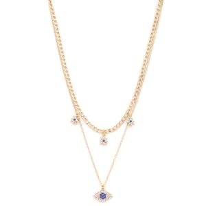 SODAJO EYE STAR CHARM CURB LINK LAYERED NECKLACE