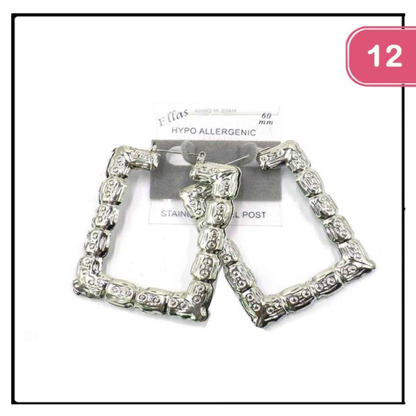 STAINLESS STEEL HOOP EARRING (12 UNITS)