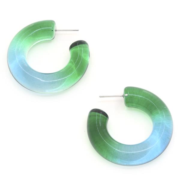TRANSPARENT TRIPLE COLOR OPEN HOOP EAR