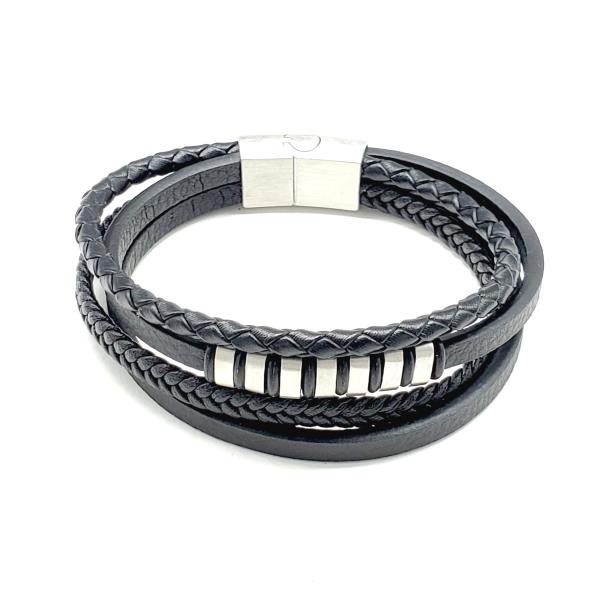 BEADED PU LEATHER MAGNETIC BRACELET