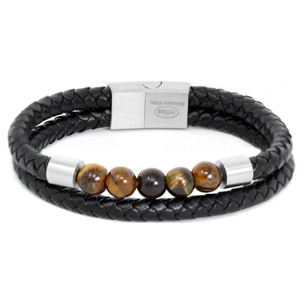 BEADED PU LETAHER LAYERED MAGNEITC BRACELET