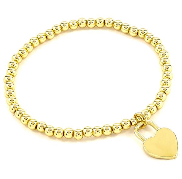 HEART CHARM BALL BEAD BRACELET