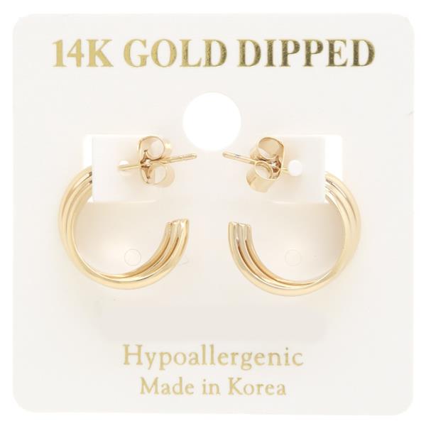 14K GOLD DIPPED TRIPLE HOOP EARRING