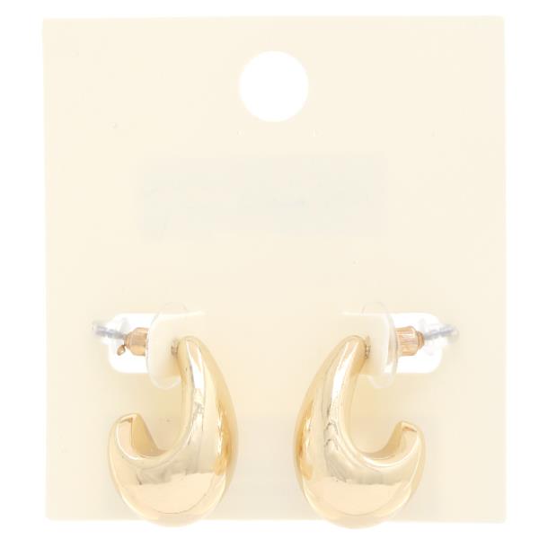 OPEN OVAL PUFFY METAL EARRING