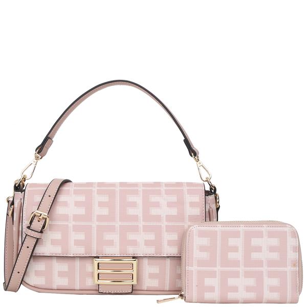 2IN1 PATTERN PRINT SHOULDER CROSSBODY BAG WITH WALLET SET