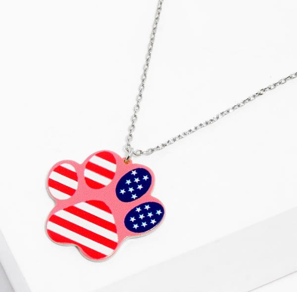 DOG PAW PATRIOTIC NECKLACE