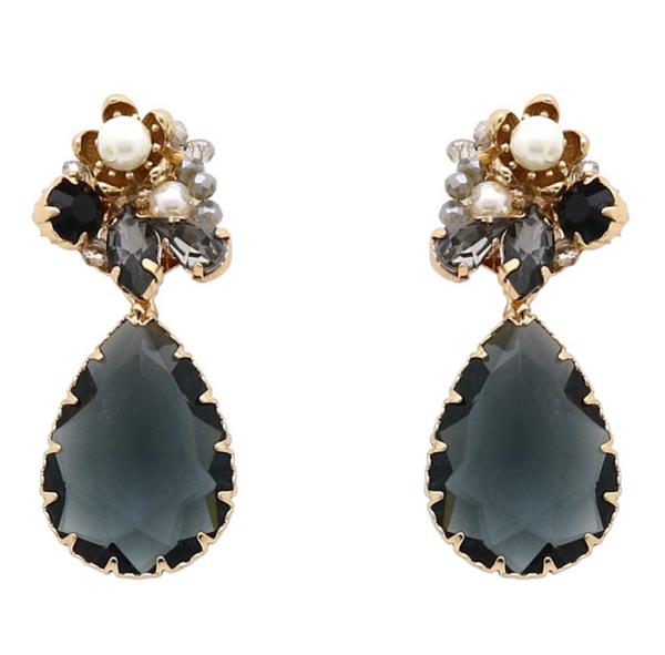 TEARDROP GLASS BEAD FLOWER CLUSTER EARRING