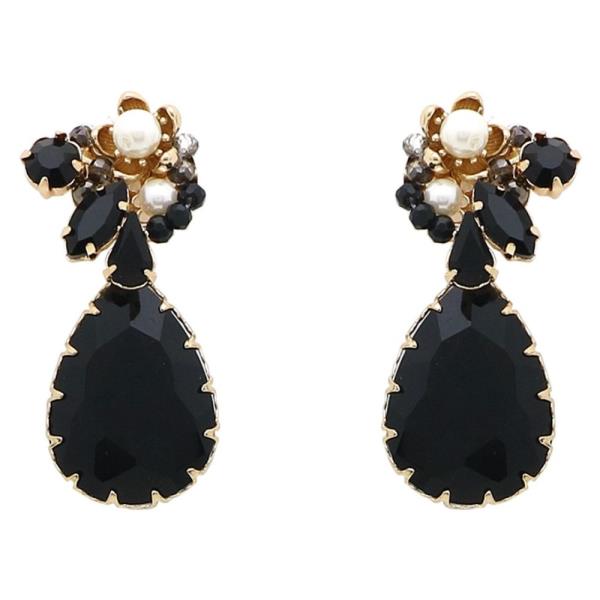 TEARDROP GLASS BEAD FLOWER CLUSTER EARRING