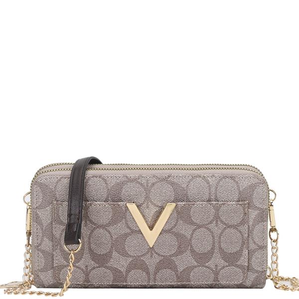 OVAL PATTERN V ZIPPER CROSSBODY WALLET BAG