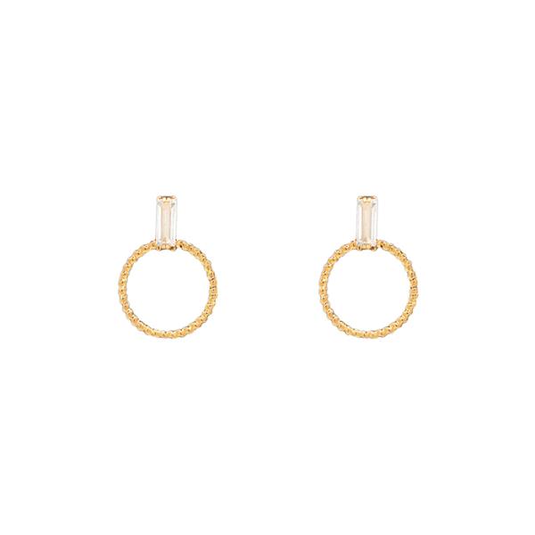 GOLD DIPPED ROUND SHAPE WITH CZ BAR  EARRING