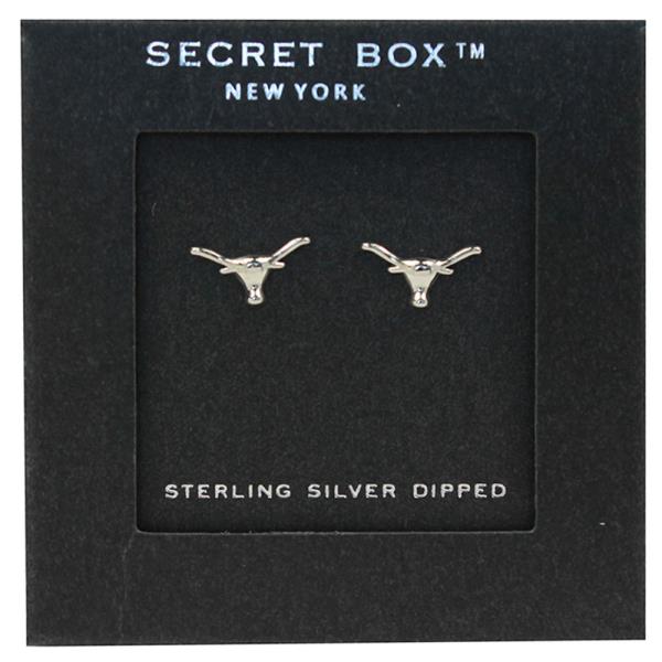 14K 24K WHITE GOLD DIP LONGHORN EARRING