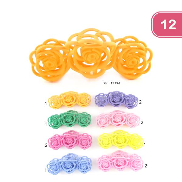 TRIPLE ROSE HAIR CLIP (12 UNITS)