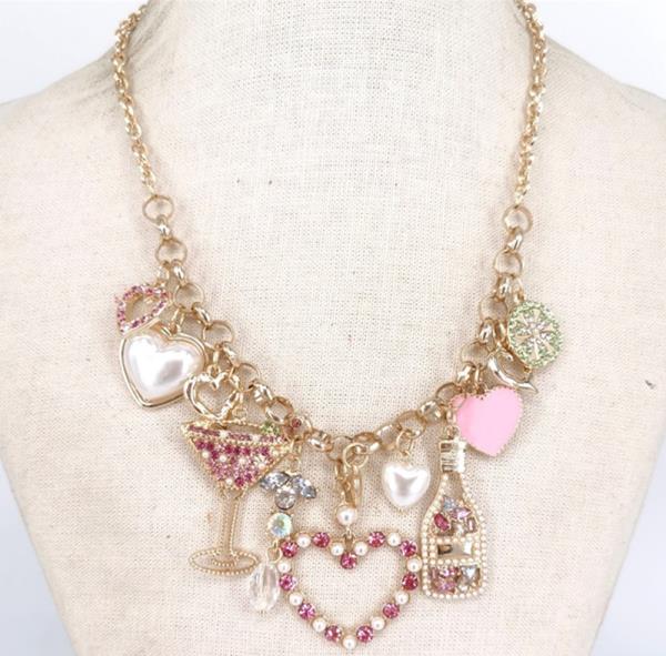 HEART MARTINI GLASS CHARM NECKLACE