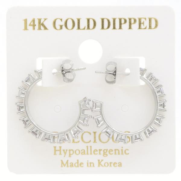 14K GOLD DIPPED CZ HOOP EARRING