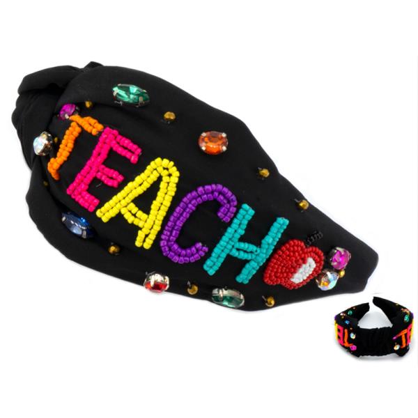 TEACH SEED BEAD STUDED KNOT HEADBAND