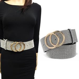 FULL RHINESTONE DOUBLE O BUCKLE BELT