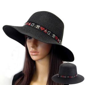 RHINESTONE BAND STRAW SUN HAT