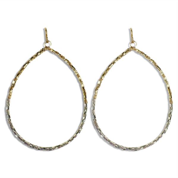 TEAR DROP TWO TONED BEAD EARRING