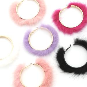FAUX FUR HOOP EARRING