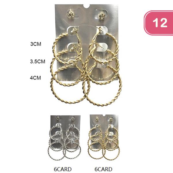 FASHION MULTI HOOP EARRING SET (12 UNITS)