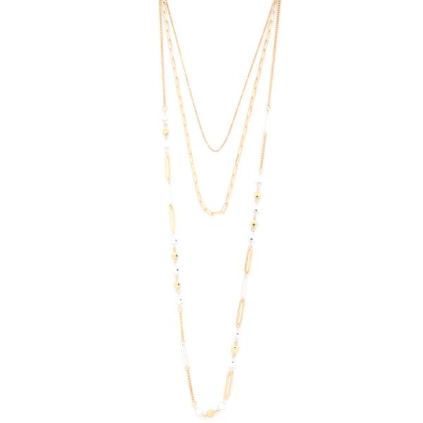 METAL CHAIN LONG NECKLACE 3 PC SET