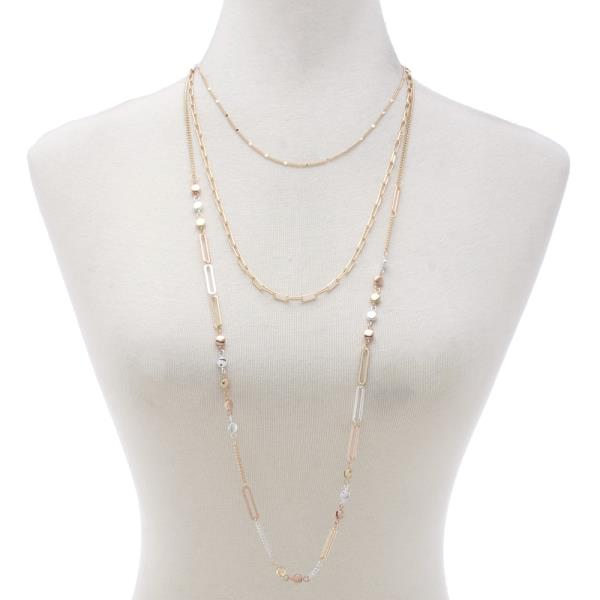 METAL CHAIN LONG NECKLACE 3 PC SET