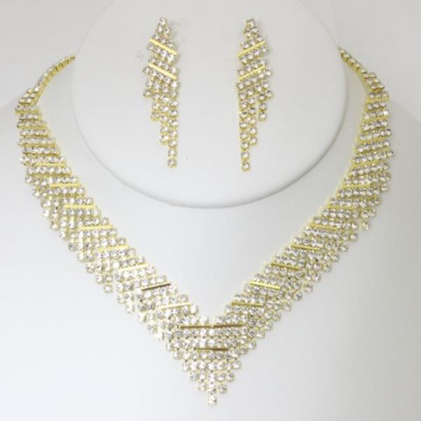 RHINESTONE NECKLACE AND EARRING SET