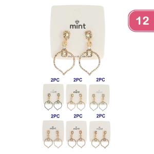 FASHION RHINESTONE DANGLE EARRING (12UNITS)