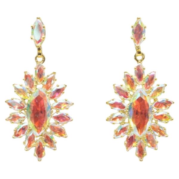 FLOWER RHINESTONE DANGLE EARRING