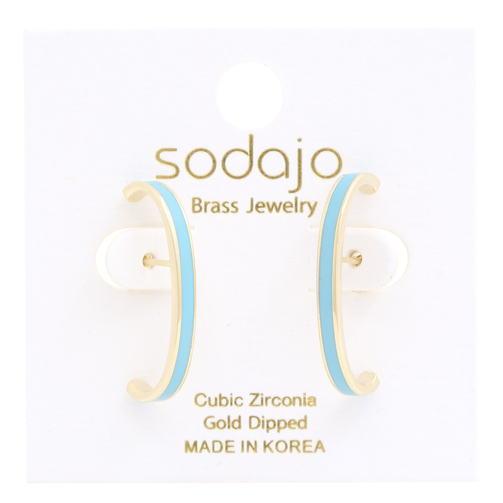 SODAJO BRASS METAL GOLD C SHAPE STUD EARRINGS