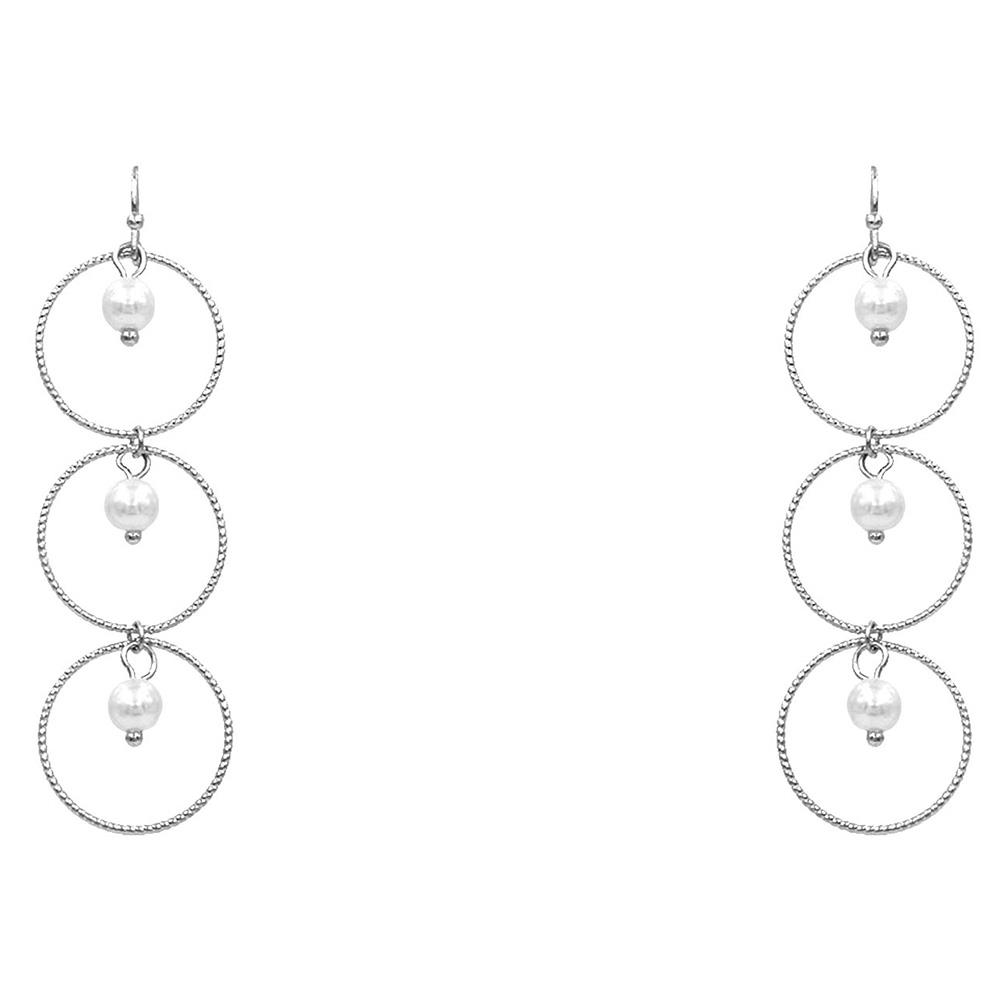 OPEN CIRCLE PEARL DANGLE EARRING