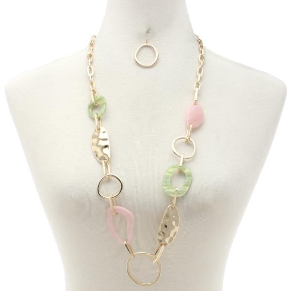 CHUNKY METAL RESIN LINK CHAIN LONG NECKLACE