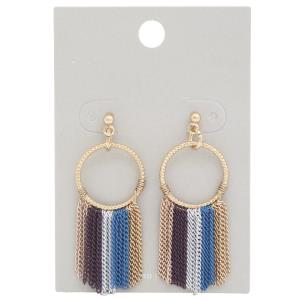 COLOR CHAIN HOOP DANGLE EARRING