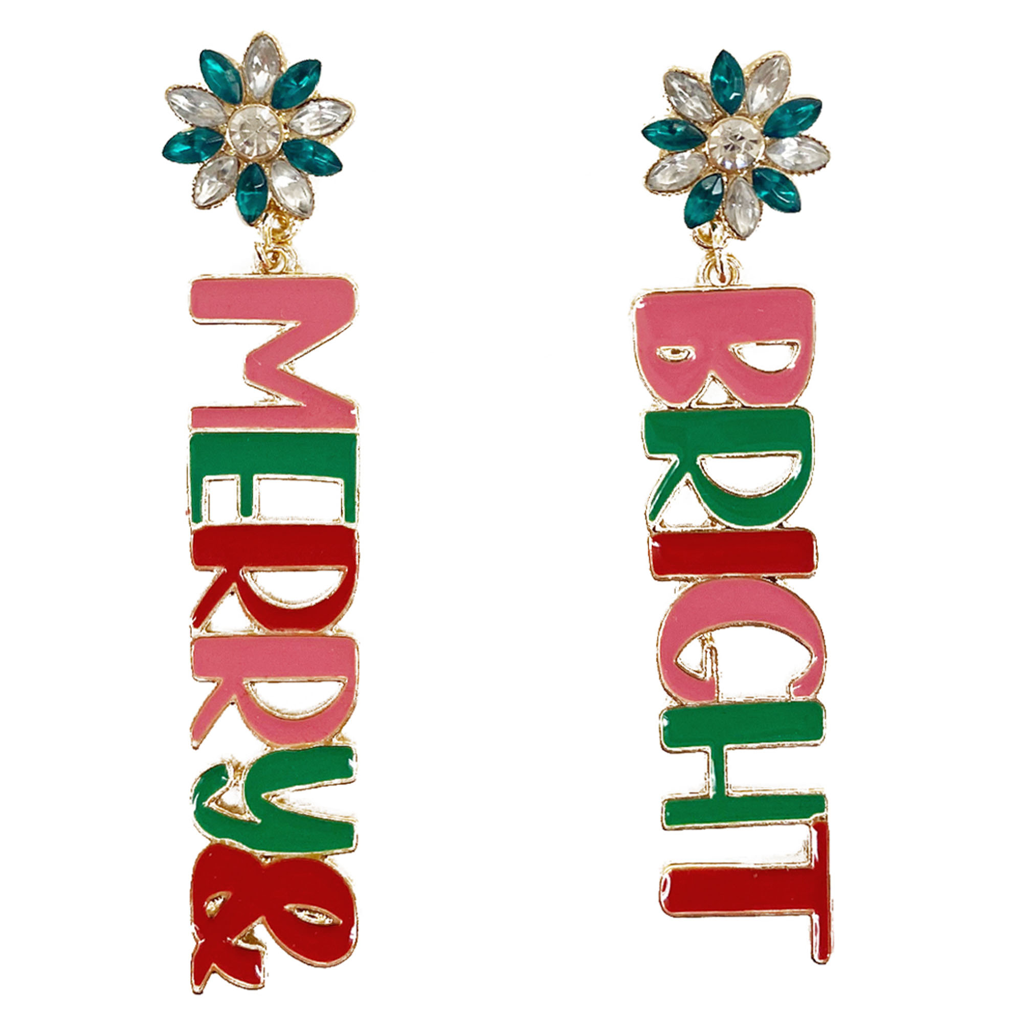 CHRISTMAS MERRY AND BRIGHT DANGLE EARRING