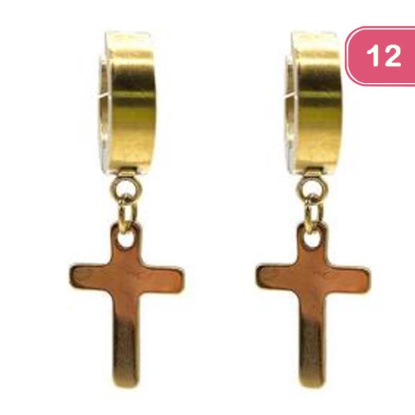 CROSS HOOP  EARRINGS (12UNITS)