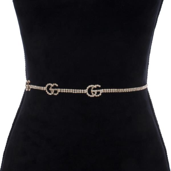 DOUBLE CIRCLE RHINESTONE METAL BELT