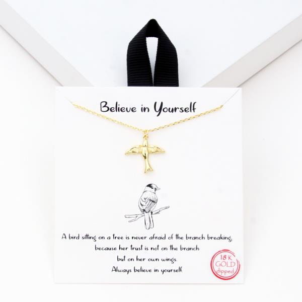18K GOLD RHODIUM DIPPED BELIEVE IN YOURSELF NECKLACE