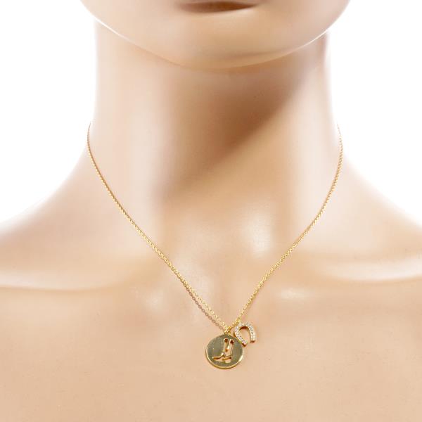 CUTOUT BOOT DISC HORSE SHOE CHARM NECKLACE