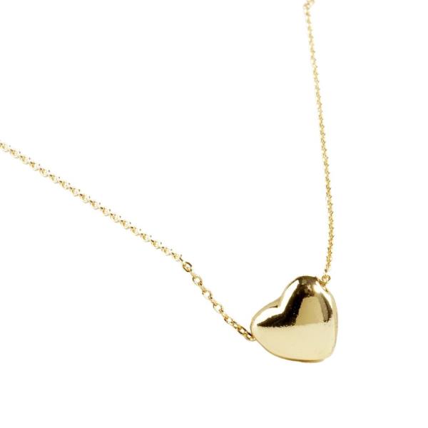 PUFFY HEART CHARM METAL NECKLACE