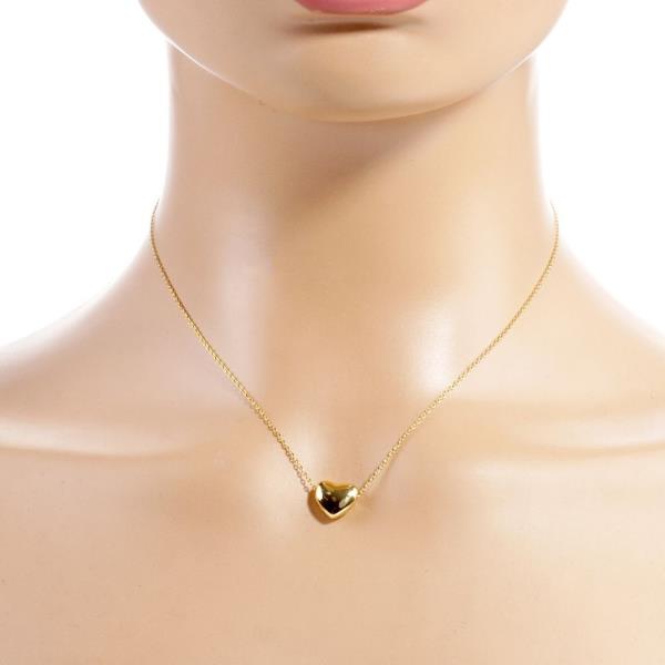 PUFFY HEART CHARM METAL NECKLACE